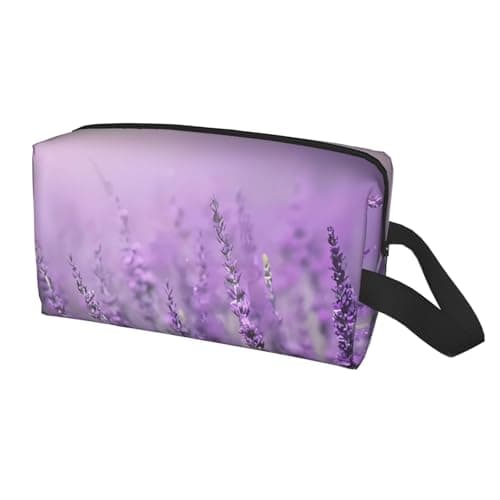 JaoXer Large Travel Cosmetic Bag â€“ Reusable Romantic Purple Lavender Print Dopp Kit for Toiletries, Portable Organizer for Men and Women, White, One Size — view 2
