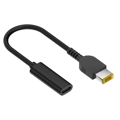 USB C to Lenovo Slim Tip Laptop Charger Adapter Cable, 65W PD Type C Female to Yellow Rectangle Male Connector Converter for ThinkPad IdeaPad Yoga, Laptop Power Charging Replacement Cord