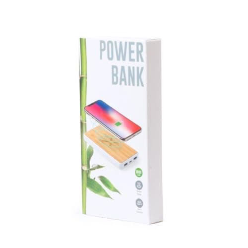 Sawfish Personalised Power Bank Dickens 8000mAh Bamboo Wireless Power Bank USB-C and Micro-USB Inputs — view 2