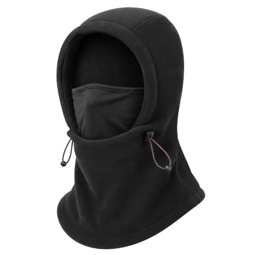 Beehow Balaclava Ski Mask for Men, Fleece Thermal Winter Face Cover Black