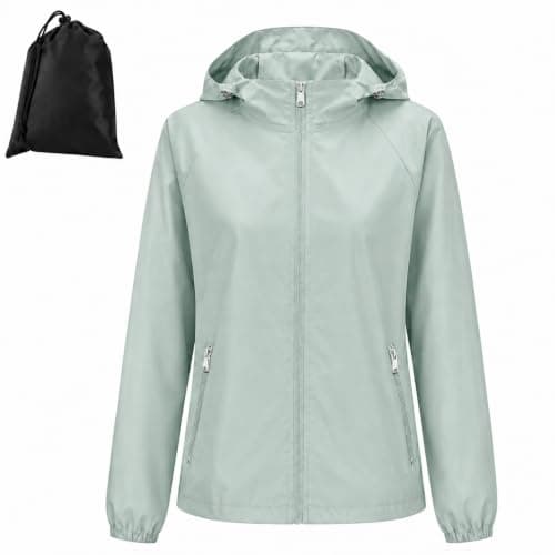Innfttwo Lightweight Rain Jackets Womens ladies Waterproof Jackets with Hood Packable Raincoat Women for Running Cycling Hiking (UK, Alpha, XL, Regular, Regular, Green)