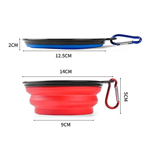 Collapsible Travel Silicone Dog Cat Bowl Portable Pet Food Water Bowl, Feeding trough Portable Drinking Water Drinker with Water Hook, Easy to Carry, Save Space — view 2