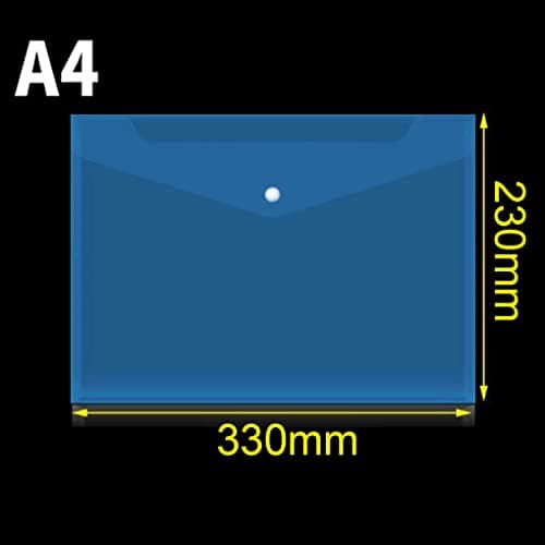 Plastic Wallets Folder - 12 Pack A4 Clear Document Folders Plastic Popper Wallet with Button Closure (Blue) — view 2