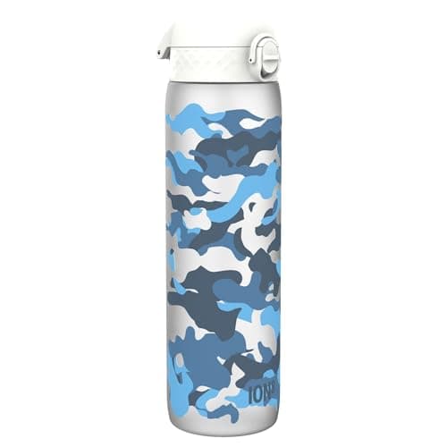 ION8 1 Litre Water Bottle, Leak Proof, Flip Lid, Carry Handle, Rapid Hydration, Dishwasher Safe, BPA Free, Contoured Grip, Ideal for Travel, Gym & Activity, Carbon Neutral Recyclon, 32 oz, Camouflage