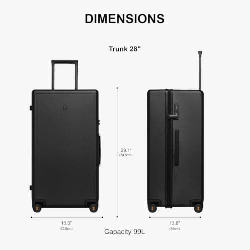 LEVEL8 Large Suitcase 28 Inch Hand Luggage with Spinner Wheels, 100% PC Micro-Diamond Textured Design Checked Large Luggage, Lightweight Hard Shell Suitcase with TSA Lock, Black (74cm, 99L, Black) — view 3