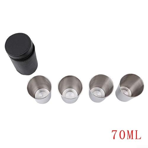 Stainless Steel Shot Glasses Set of 4 with Leather Pouch - Portable Wine Tasting Cups and Hot Beverage Travel Mugs for Camping Picnic Outdoor Use(70ML) — view 2