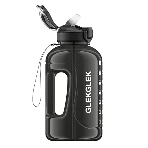 GLEKGLEK 2L Water Bottle with Straw, BPA Free, Black