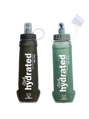 LYNXFIT Soft Flask 350ml (2 Pack) – Collapsible Running Water Bottle, BPA Free TPU Hydration Flask with Bite Valve, Leakproof Foldable Water Bottle for Hydration Vest, Trail Running, Cycling, Hiking
