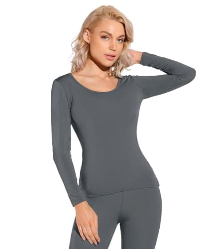 Liang Rou Women's Scoop Neck Top & Bottom Ultra Thin Thermal Underwear Set — view 5