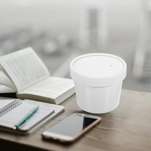 MOBUTOFU Disposable Coffee Cups with Lids 10 Pack 240ml White Paper — view 5