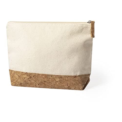 Women's Natural Cork Cotton Cosmetic Bag with Zip, Travel Makeup Bag — view 3
