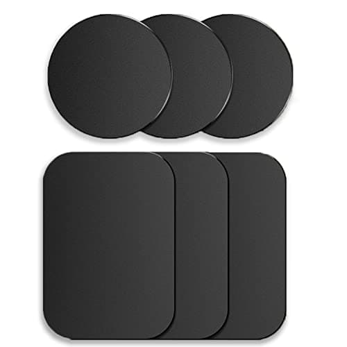 sphires 6 Pack Metal Plate for Magnetic Phone Car Mount 3 X Round and 3 X Rectangular Metal Plate for Car Magnetic Phone Holder
