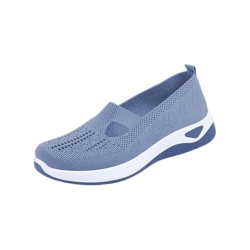 Shoes for Women，Wide Fit Ladies Breathable Mesh Walking Running Trainers Slip On Comfortable Arch Support Soft Sole Athletic Tennis Sneakers Non Slip Low Top Orthopedic Shoes — view 3