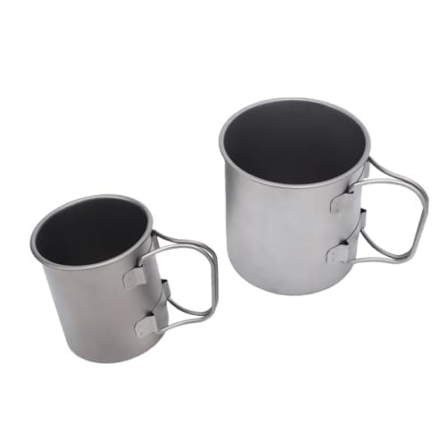 Changor Ti Camping Mug Set with Collapsible Handle