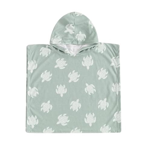 Kids Toddler Baby Boy Hooded Poncho Towels (Sea Turtle Green, 6-12 Months)