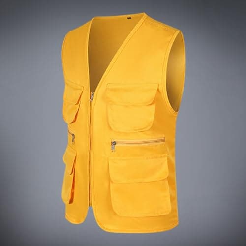 Mens Multi Pocket Fishing Waistcoat Outdoor Work Safari Travel Vest Camping Hunting Outerwear Gilet Photography Tops Cargo Utility Safari Waistcoats Breathable Mens Fishing Gilets — view 3