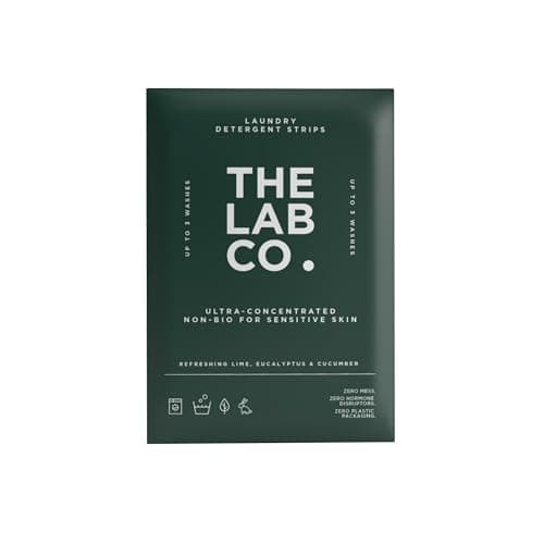 The Lab Co. Laundry Detergent Strips Washing Sheets | Travel Pack | Eco Ultra-Concentrated | Non-Bio | Sensitive Skin | Non-Toxic Fragrance | EDC-Free | Refreshing Lime Eucalyptus Cucumber | 3 Loads