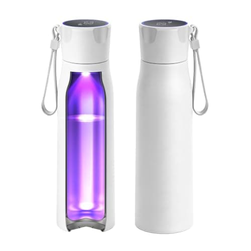Insulated Stainless Steel Water Bottle with UV Sterilization & Hydration Reminder, USB-C Rechargeable, BPA-Free&Leak-Proof Smart Self-Cleaning Water Bottle, Ideal for Office, Travel and Gifts, White