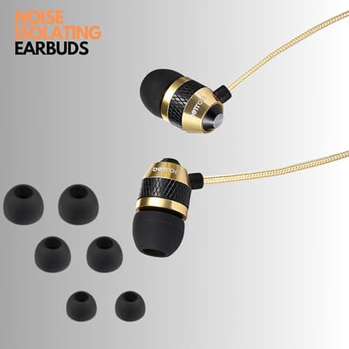Betron B25 Earphones, In-Ear Wired Headphones, Gold — view 3