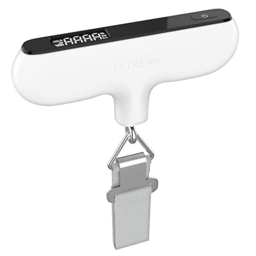 Ultrean Luggage Scale, 110 Lb/ 50Kg Handheld Baggage Scale, Portable Digital Weight Scale Electronic Suitcase Scale Hanging Scales with Rubber Paint, Hook (White)