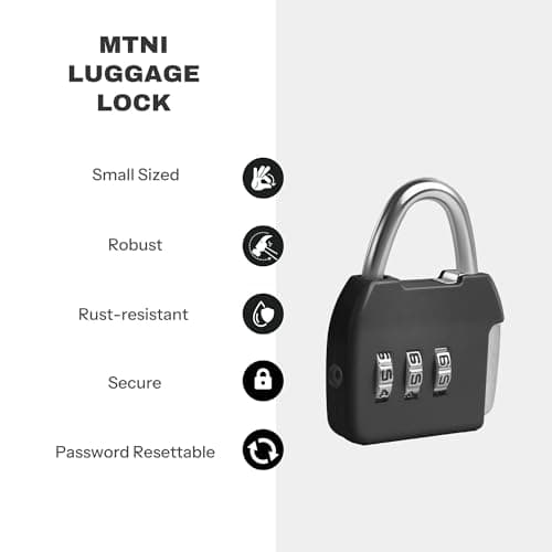UP Security Small Combination Lock, 3 Digit Combination Padlock, Travel Luggage Locks, Combo Lock with Code for Suitcase, Mini Locker, Bag, Tool Box, Backpack Zipper (Black+Black, 2-Pack) — view 3
