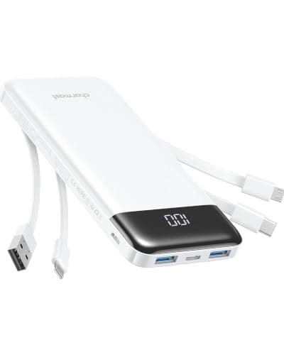 Charmast Power Bank with Built in Cables X 4, 10000mAh Portable Charger