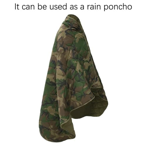 Tongcamo Poncho Liner Military Woobie Outdoor Camping Woobie Blanket for Travel, Beach, Grass, Picnic, Car Emergency, Outdoor, Survival — view 2