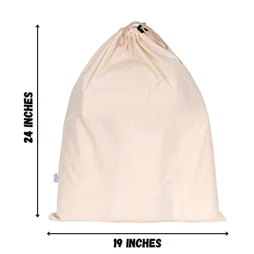 HB 4-Pack Cotton Large Drawstring Pouches 19" x 24" (48.2 x 60.9 cm) Muslin Grocery Home Storage Luggage Organizer Storage Dust-Proof Bags Cover for Shoes, Handbags, Backpacks — view 3