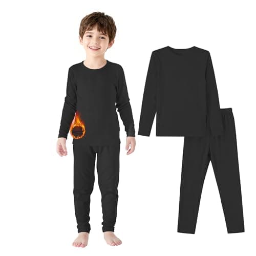 Zando Kids Lightweight Thermal Base Layer Set Long Johns Black 3-4 Years