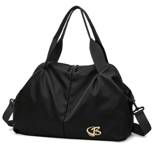 Vllcsla Sports Duffle Bag Small for Women with Wet Pocket, 45x20x27 cm, Womens Gym Tote Bag Duffle Bags, Waterproof Overnight Weekend Carry On Bags, Lightweight, for Gym/Swim/Beach (Black)