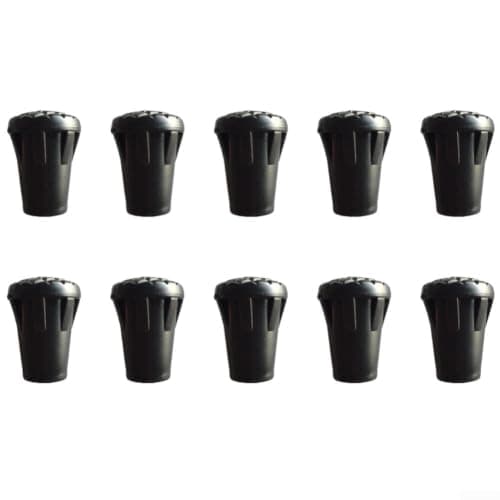 Honseadek Trekking Pole Rubber Tips 10 Pack Black Plastic Foot Covers