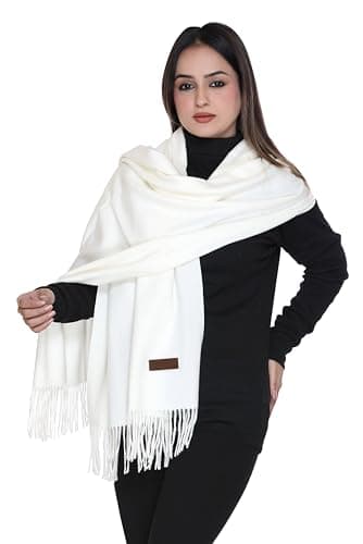 World of Shawls Luxurious Cashmere Feel Shawl Wrap for Women - Soft, Warm, Lightweight & Elegant, Perfect for Winter, Travel, Weddings or Gift (Ivory Cream) — view 2