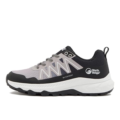 NORTH RIDGE Women’s NAS Trail Walking Shoe with Durable Ripstop Upper & High Traction Sole, Waterproof (Black, UK Footwear Size System, Adult, Women, Numeric, Medium, 5)