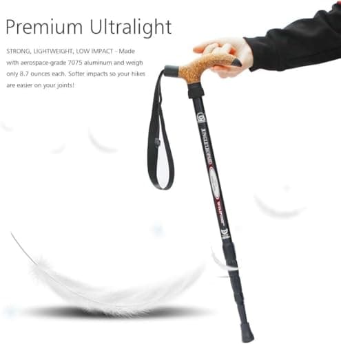 KUNANG Trekking Pole Telescopic Walking Hiking Stick Pole Adjustable Telescopic Pole Anti Shock Walking Hiking Stick (black) — view 6