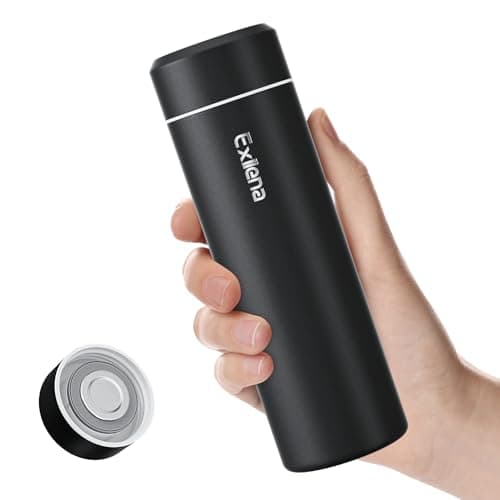 【Upgraded】 Exllena Small Water Bottle 350ml– Mini Flask for Hot & Cold Drinks, Perfect Small Insulated Water Bottle for School, Travel, Milk, Coffee... (Black)