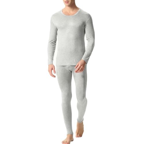 Men's Thermal Underwear Set Fleece Lined Base Layer,Winter Warm Long Sleeve T Shirts and Pants for Cold Weather Protection with Comfort Stretch Fit and Moisture Wicking (Grey, XXL) — view 2