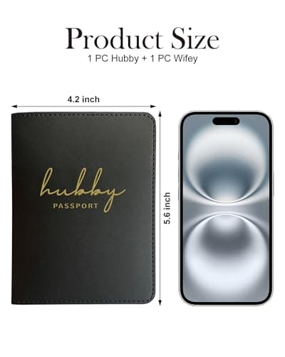 Mr and Mrs Passport Wallet, Wedding Gifts for Couples 2025, Passport Holder for Travel, Honeymoon Travel Essentials, Wife & Hubby, 4*6, Classic — view 2