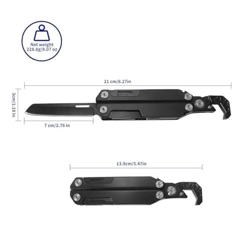 HONZIN Multitools 10 in 1 Pocket Multitool with Wrench, Can Opener, Bottle Opener, Saw, Screwdriver Set, Whistle, Fire Starter, Foldable Multi-Tool for Outdoor, Camping, Hiking, Repair, Gifts for Men — view 3