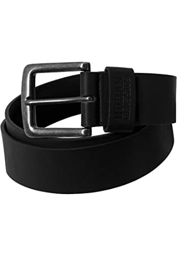 URBAN CLASSICS Unisex Leather Belt, Faux Leather Belt with Buckle Pin Fastening, Leather Imitation Belt for Men and Women, 100% Vegan, Colour: Black, Size: X-Large 130 cm — view 2