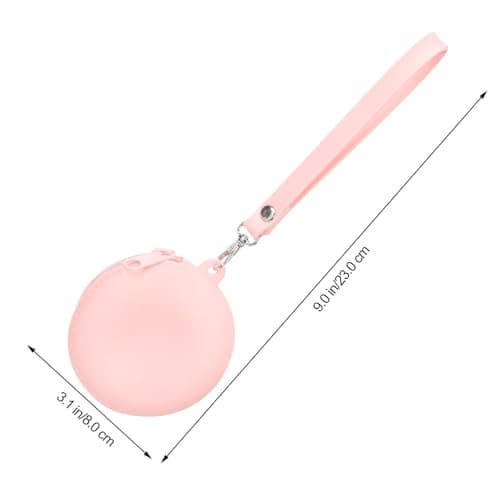 Hemobllo Small Silicone Change Purse with Keychain and Wrist Strap for Women and Girls, Easy to Carry Pink Coin Purse for Travel and School, Simple Design Organising Coins and Earphones — view 2