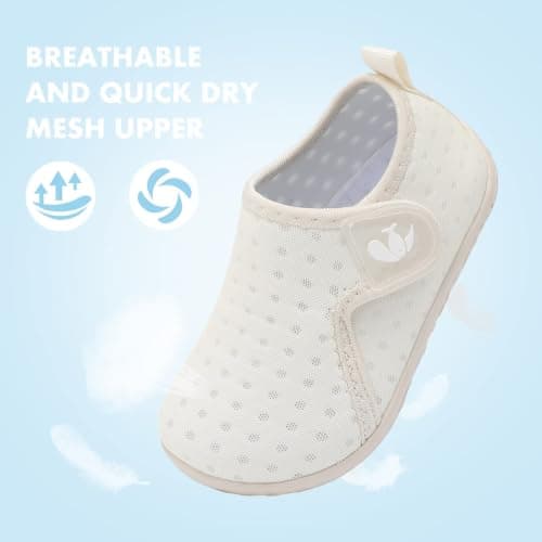 JOINFREE Slippers for Baby Boys Girls Summer Water Shoes Breathable Comfort Non-Slip Toddler Aqua Shoes Quick-Dry for Beach, Pool & Swimming Beige 12-18 Months — view 4