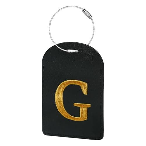 Gloppie Initial Luggage Tags TSA Approved Letter Luggage Tag for Suitcases, Embroidered Monogrammed Travel Bag Tags Black Baggage Tag G