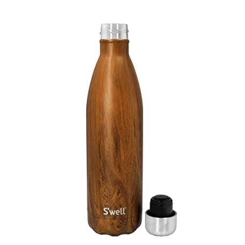 S'well Stainless Steel Reusable Water Bottle, 750ml, Teakwood, Triple-Insulated and Leak-Proof Drinking Bottle for Hot and Cold Beverages up to 48h Cold/24h Hot, Brown — view 3