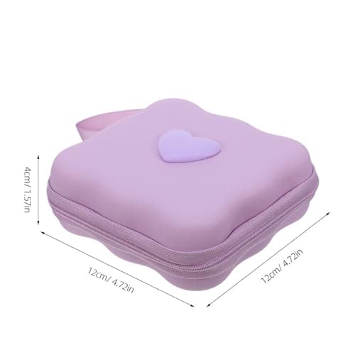 Warmhm Portable Female Pads Organizer Eva Heart Shaped Period Purse with Quick Access Opening Stylish Lavender Travel Pad Holder for Women and Teen at Home or Travel — view 2