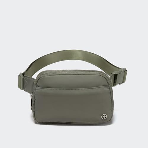 Pander Nylon Fanny Pack Belt Bag for Women with 5 Zipper Pockets, Grey Sage, [8.25"(21cm)L x 2.25"(5.7cm)W x 5.5"(14cm)H] — view 2