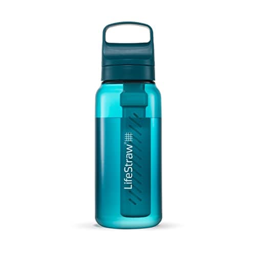 LifeStraw Go Series — BPA-Free Water Filter Bottle for Travel and Everyday Use Removes Bacteria, Parasites and Microplastics, Improves Taste, 1L Laguna Teal