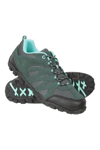 Mountain Warehouse Outdoor Womens Hiking Shoes - Suede & Mesh Upper, Mesh Lined Trainers - for Spring Summer, Hiking, Walking & Outdoors Petrol Adult Shoe Size 6