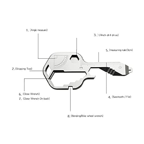 BDHI 1pc 24 in 1 Multi-Tool Key Stainless Steel Portable Tool Keychain Mini Multi-Tool Key for Men Husband Dads Employee(D35-1), Multi,silver — view 3