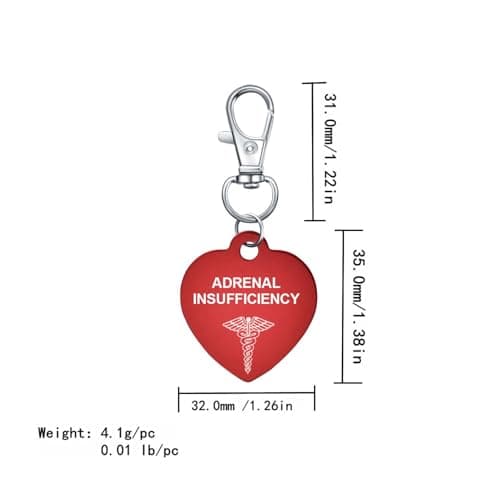AITENME Medical Alert Tag for Bag Keychain Medic Id luggage tags for Man and Woman With Free Emergency Medical Alert Charm Keychain Accessories for Bags cloth (ADRENAL INSUFFICIENCY) — view 5