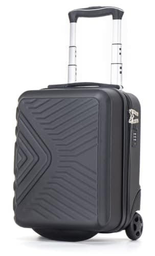 DK Luggage 40cm Lightweight Hard Shell Cabin Suitcase 2-Wheel Compact Carry-On Small Travel Case Ideal Weekend Bags/Business Trips/Short Breaks (Black, Weekend Bag)